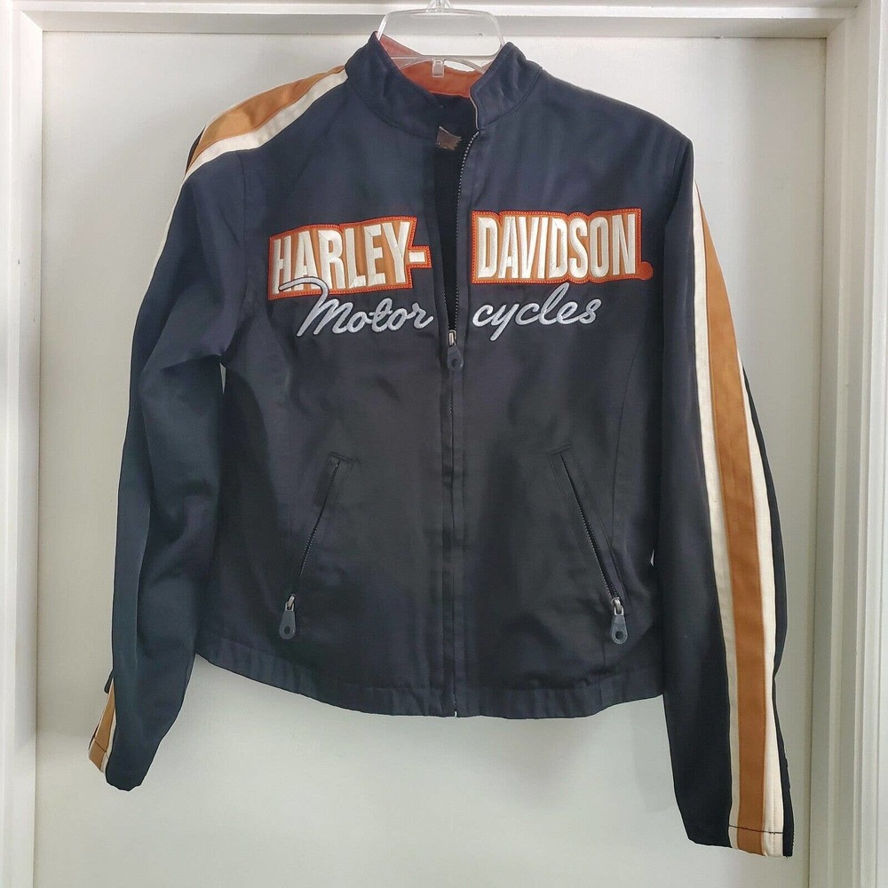 Women's Harley Davidson Jacket, black, orange and white